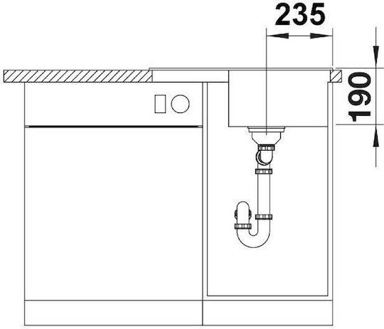 Blanco Undermount Kitchen Sink Made of Liquid Granite with Faucet L68xW50cm Gray