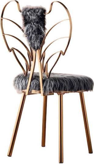 Angel Makeup Chair With Gold Base Gray 48x50cm