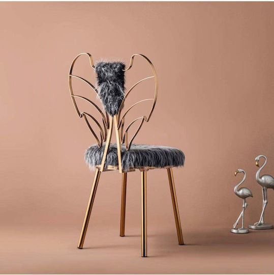 Angel Makeup Chair With Gold Base Gray 48x50cm