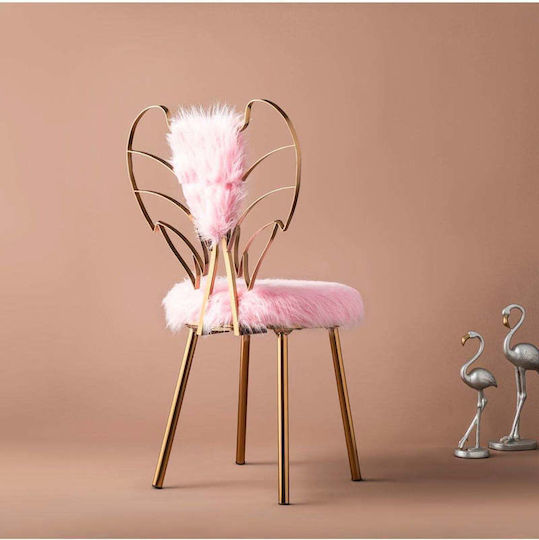 Angel Makeup Chair With Metal Base Pink 48x50cm