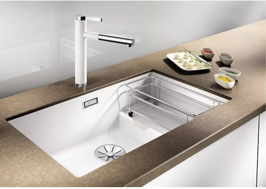 Blanco 527172 Unterbau Küchen Spüle aus Flüssigem Granit mit Wasserhahn M46xP73cm Weiße
