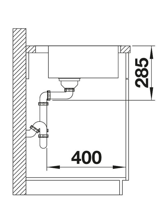 Blanco Υποκαθήμενος Νεροχύτης Inox Brushed με Μπαταρία Μ44xΠ50cm Γκρι