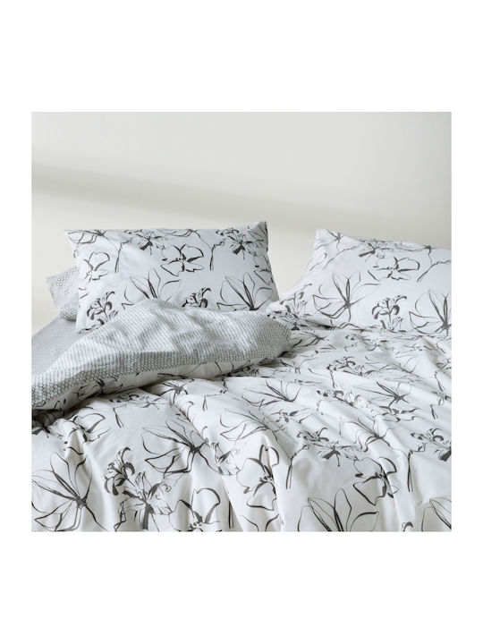 Kentia Σετ Παπλωματοθήκη Βαμβακερή 225x245cm Υπέρδιπλη με 2 Μαξιλαροθήκες Λευκή