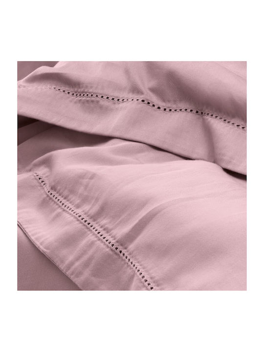 Kentia Cotton Satin Duvet Cover Set 220x240cm Double with 2 Pillowcases Opulence Pink