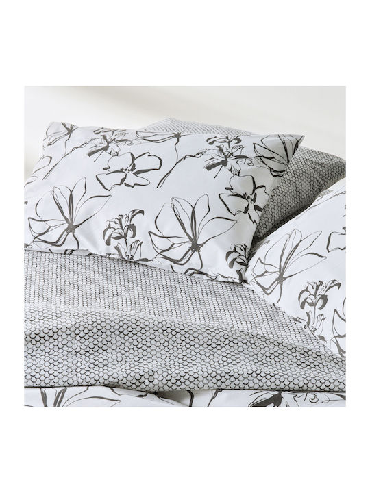 Kentia Σετ Παπλωματοθήκη Βαμβακερή 225x245cm Υπέρδιπλη με 2 Μαξιλαροθήκες Λευκή