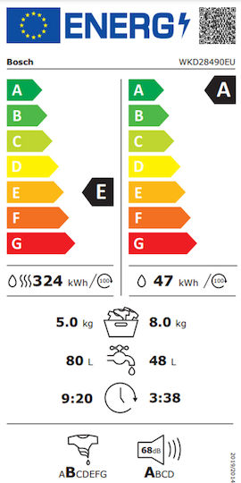 Bosch Mașină de Spălat-Uscător Rufe 8kg/5kg cu Abur 1400 Rotatii
