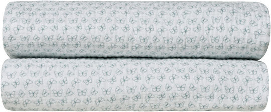Kentia Evanthia Muslin Single Blanket 160x240cm White-Mint
