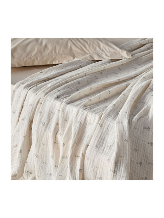 Kentia Luma Muslin Blanket Half Double 180x240cm Ecru