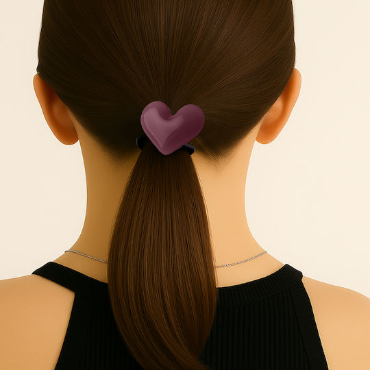 Avizar Elastic Casual Hair Polished Sleeve Opaline Heart Gracieux Bordeaux Burgundy