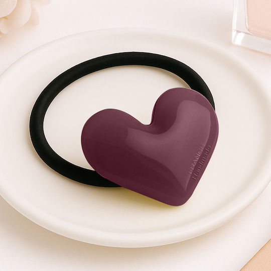 Avizar Elastic Casual Hair Polished Sleeve Opaline Heart Gracieux Bordeaux Burgundy