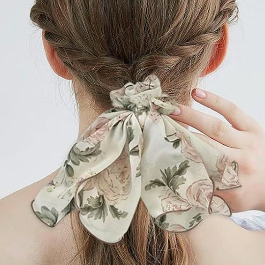 Avizar Ластик За Коса Scrunchie Шал В Дебел Воал Макси Цветен Бохо Шик Зелен Green