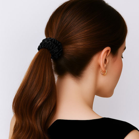 Avizar Classic Scrunchie Hair In Satin Plate Minimalist Black Black
