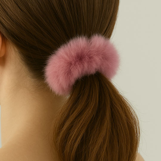 Avizar Classic Scrunchie Blană Artificială Pufos Roz Dulce Roz