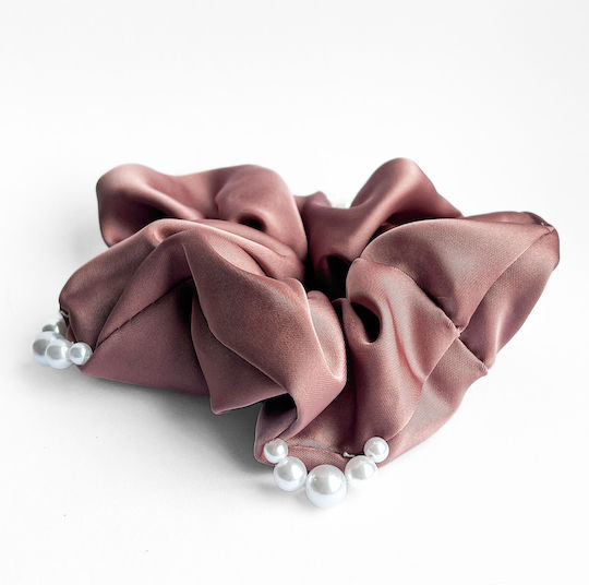 Avizar Classic Scrunchie Hair In Pearl Satin Glamor Pink Pink