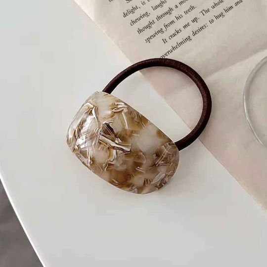 Avizar Casual Elastic Hair Beige Minimalist Marbled Pearl Beige