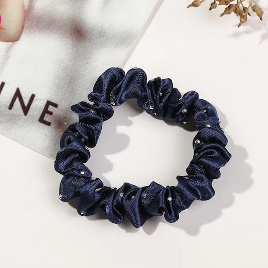 Avizar Classic Scrunchie Hair In Satin Pleated Diamant Chic Blue Blue