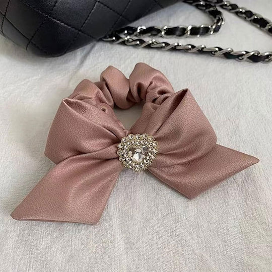Avizar Klassischer Scrunchy Schmetterling Samt Haar Rosa Diamant Rosa
