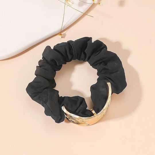 Avizar Classic Scrunchie Elastic Pentru Păr În Husă Satinată Auriu Chic Negru Negru