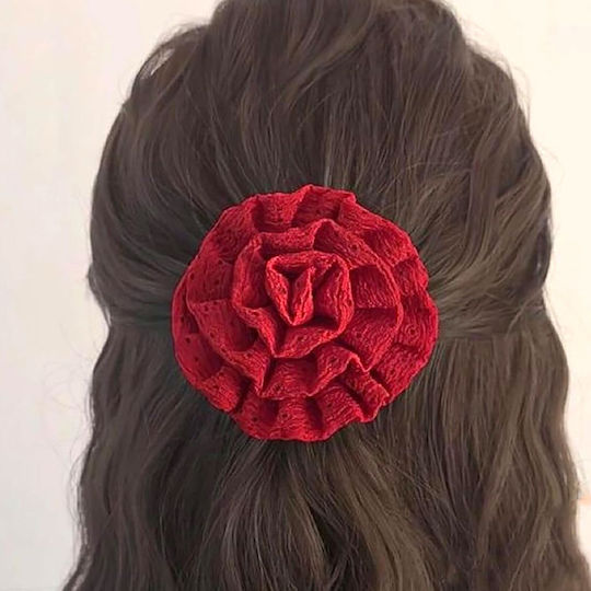 Avizar 3d Pink Scrunchy Vintage Rotes Besticktes Offenes Tüll Haargummi