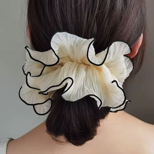 Avizar Scrunchie Froufrou Maxi Pentru Păr Din Material Moale Vapuros Alb