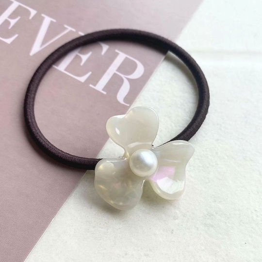 Avizar Casual Elastic Pentru Păr Perlă Chihlimbar Floare Exquisit Perlă Alb Alb