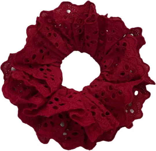 Avizar Classic Scrunchie Vintage Bordeaux Embroidered Fabric Hair Burgundy