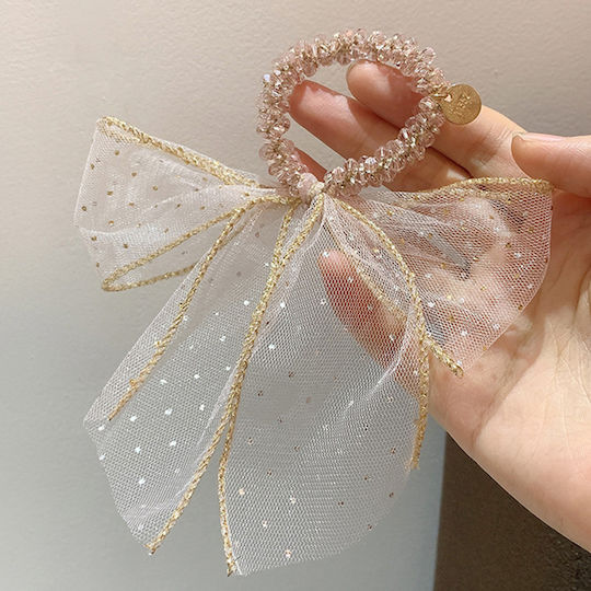 Avizar Scrunchie Chic Pentru Păr Cu Perle Nod Imperial Rafinat Roz Roz