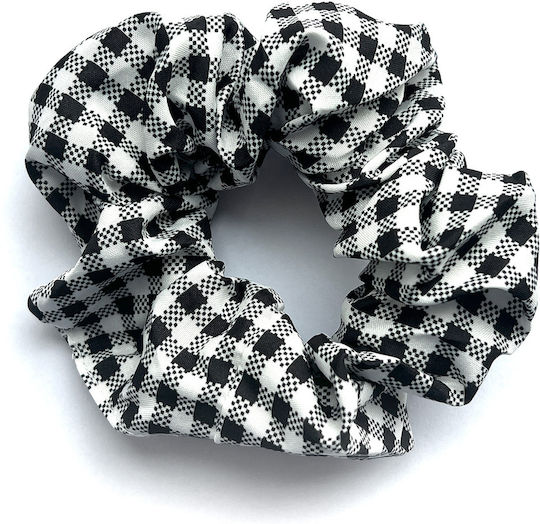 Avizar Classic Scrunchie Vichy Bumbac Păr Vintage Negru Alb Negru