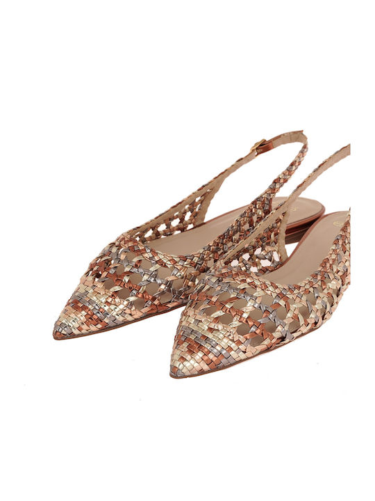 Women's Ballerina Shoes Slingback in Gold Colour