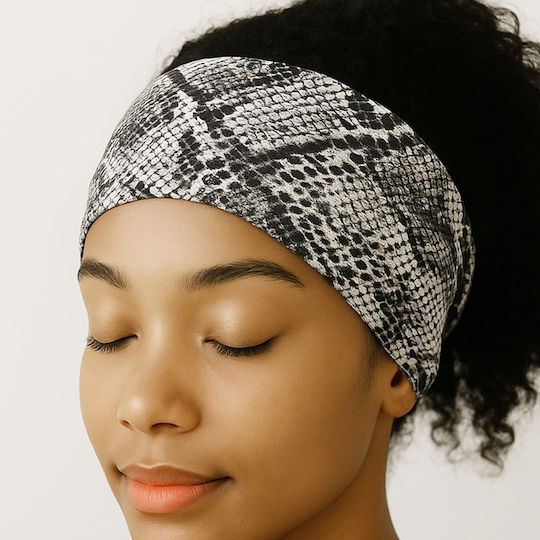 Avizar Turban Haar Stirnband Haar In Weicher Baumwolle Bedruckt Python Verfeinert Grau