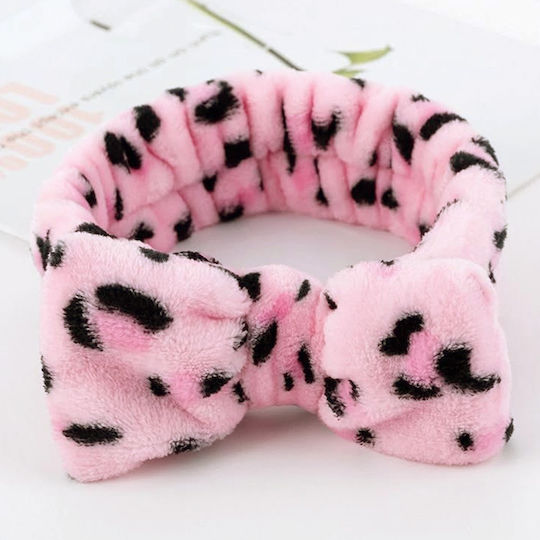 Avizar Leopard Pink Printed Polar Fur Hair Spa Banner Pink