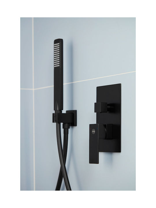 KFA Built-in Mixer Phone & Shower Head Set for Shower Black
