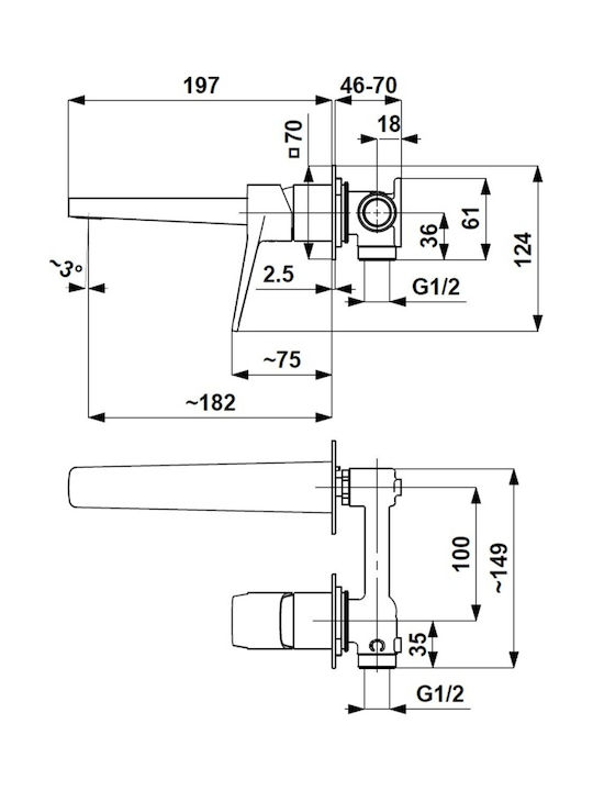 KFA Built-in Mixer & Mouthpiece Set for Bathroom Sink Gold