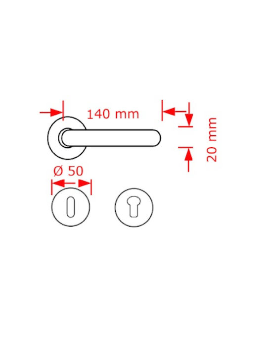 Viobrass Ръкохватка За Средна Врата Розета Двойка Със Скара Никел