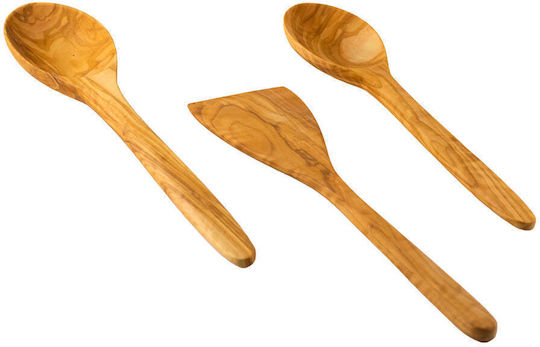 Handmade Cooking Spoon and Spatula Set 3 Pieces Wooden 31cm