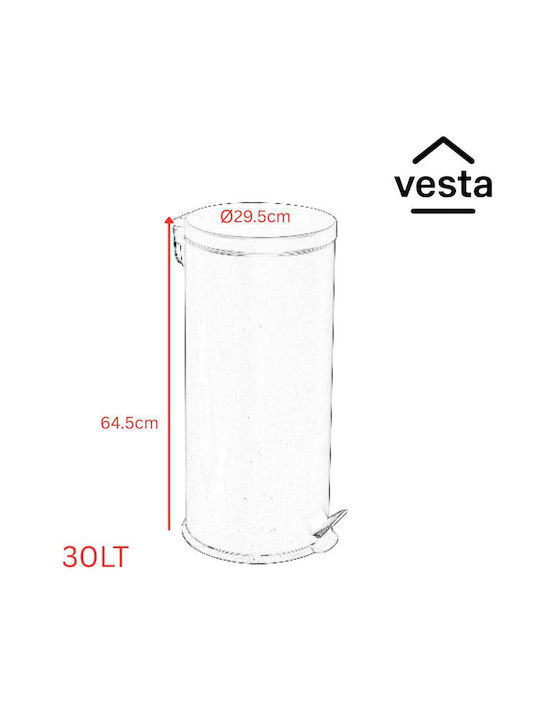 Vesta Coș de Gunoi din Oțel Inoxidabil cu Pedală Negru 30l