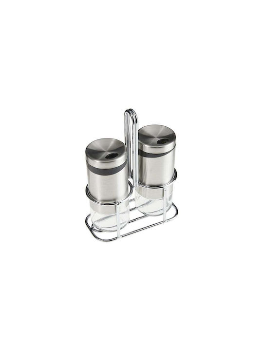 Zeller Glass Salt Pepper Set with Stand 3 Pieces