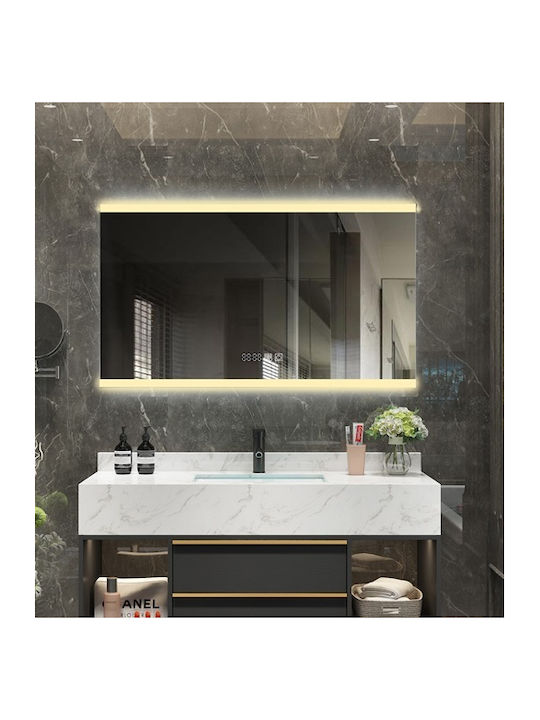 Καθρεφτης Μπανιου Led Αφης Ενδειξη Ωρας Mirrorlux Narcissus S-4538 Διπλος Ορθογωνιος 600x800mm