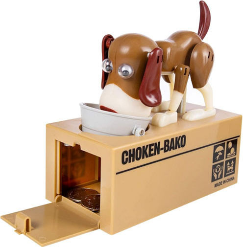 Interactive Coin Money Box Dog Thief Batteries Piggy Bank 15x8x15 Cm Aria Trade