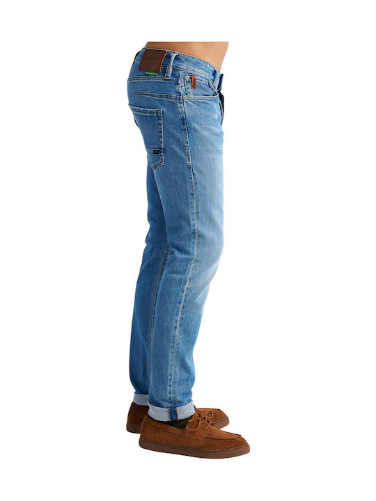 Simon Ανδρικό Παντελόνι Τζιν Ελαστικό με Slim Straight Εφαρμογή Blue