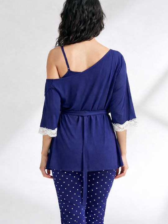Caress Summer Women's Pyjama Set Dark Blue