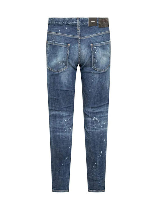 Skater Men's Elastic Jeans Pants With Slim Fit Blue