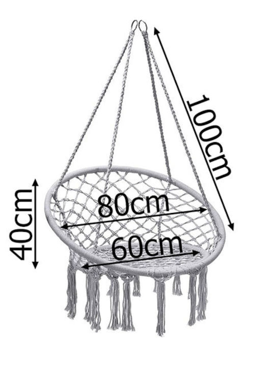 Hanging Metallic Grey Armchair Swing Load Capacity Up To 120kg