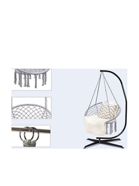 Hanging Metallic Grey Armchair Swing Load Capacity Up To 120kg