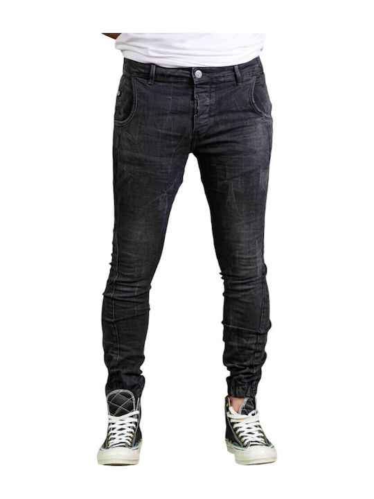 Men's Elastic Jeans Pants with Slim Fit Black
