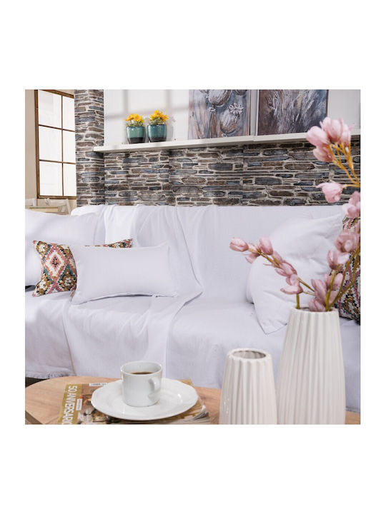 Teoran Bari 00 Ριχτάρι Πολυθρόνας Chenille 180x150εκ. Λευκό