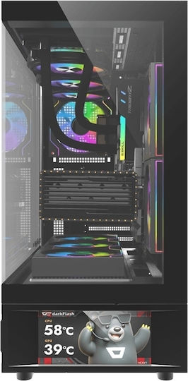 Darkflash DS950V Gaming Midi Tower Κουτί Υπολογιστή με Πλαϊνό Παράθυρο Μαύρο