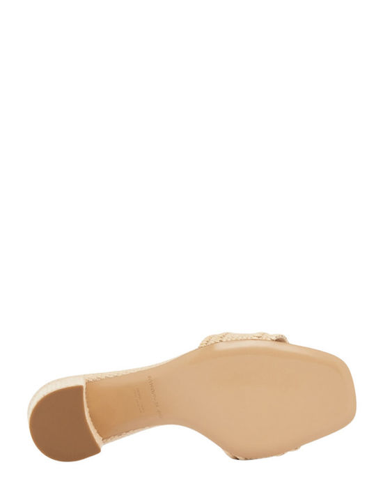 Mules with Heel in Beige Colour