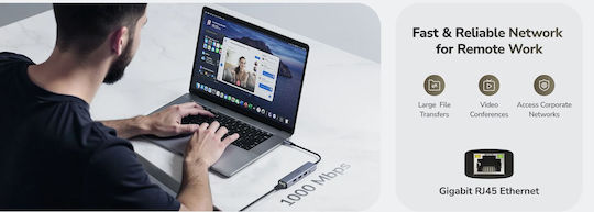 Cudy Hub 5 Θυρών USB 3.0 με σύνδεση USB-C Γκρι