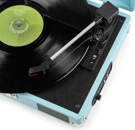 Audizio RP111BL 102.033 Куфар Грамофон с Задвижване с Ремък, Предусилване и Вградени Говорители Син